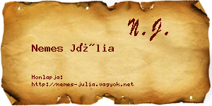Nemes Júlia névjegykártya